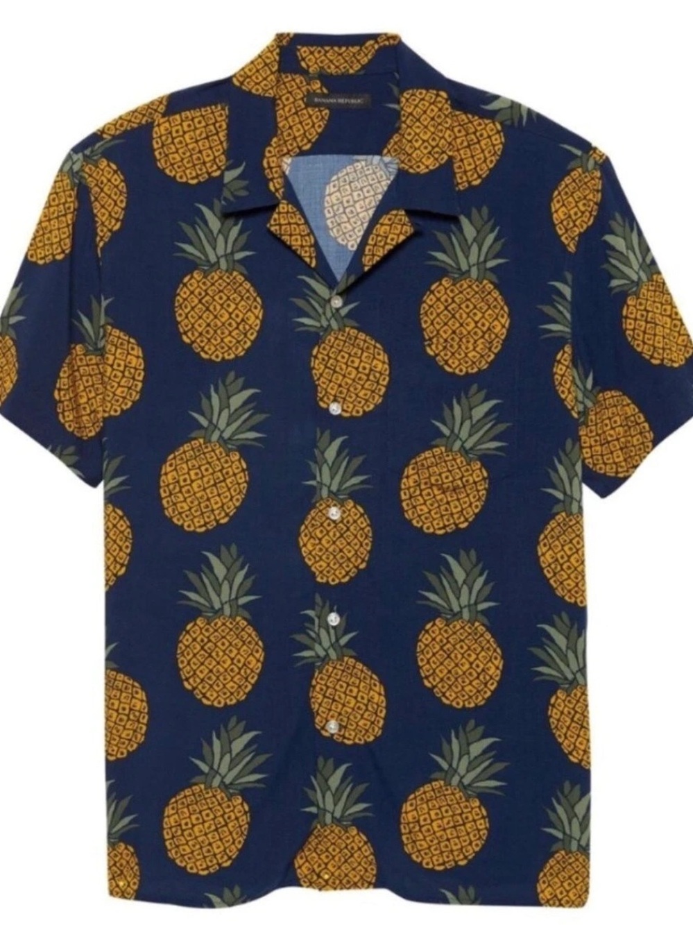 Banana Republic Pineapple Print Camp Shirt Size Medium
